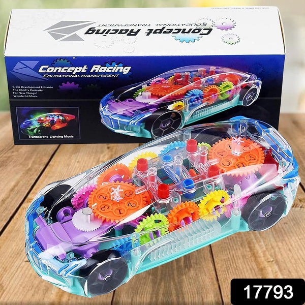 Rotating Transparent Gear Concept Car with Musical and 3D Flashing Lights Toy