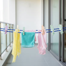 Washing line rope with clips